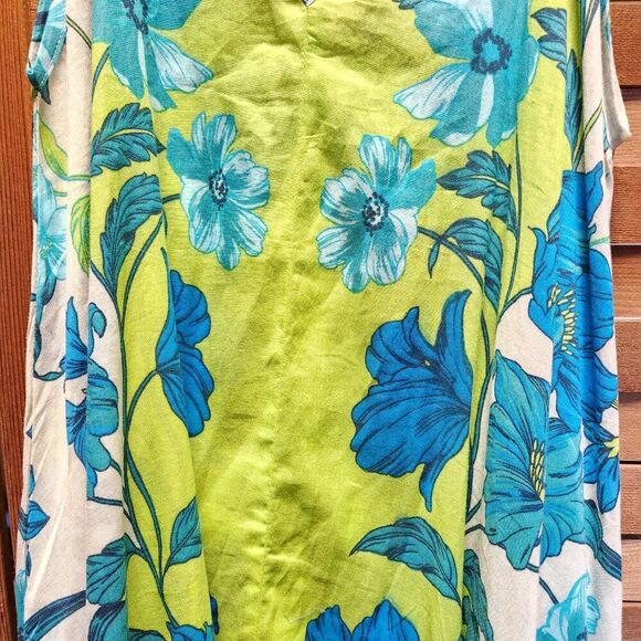 NWT haute hippie Style Cotton Maxi Dress Pockets Spaghetti Strap Blue Green M - Picture 3 of 8